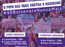 O GRITO DAS MULHERES NESTE SÁBADO É CONTRA O MACHISMO E “BOLSONARO NUNCA MAIS!”